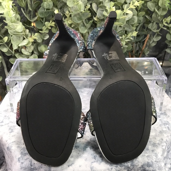 Brash Iridescent Crystal Crush One-Band 3.5” Heels w/Ankle Straps WMS 8M✨NEW✨ - Picture 8 of 9